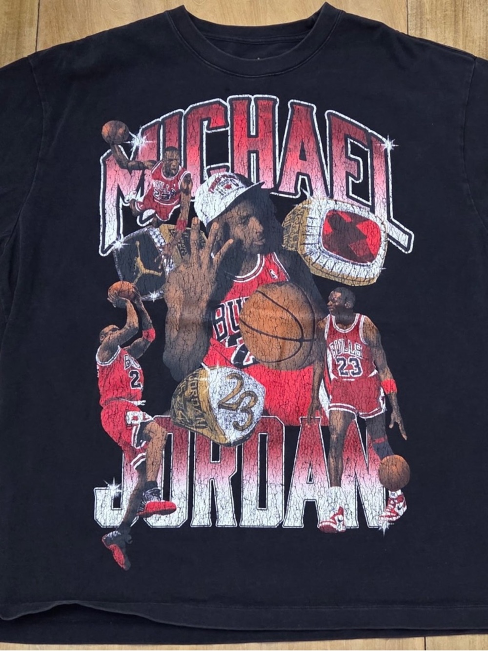 Michael Jordan Vintage Nike Graphic Basketball Tee - Black & Red